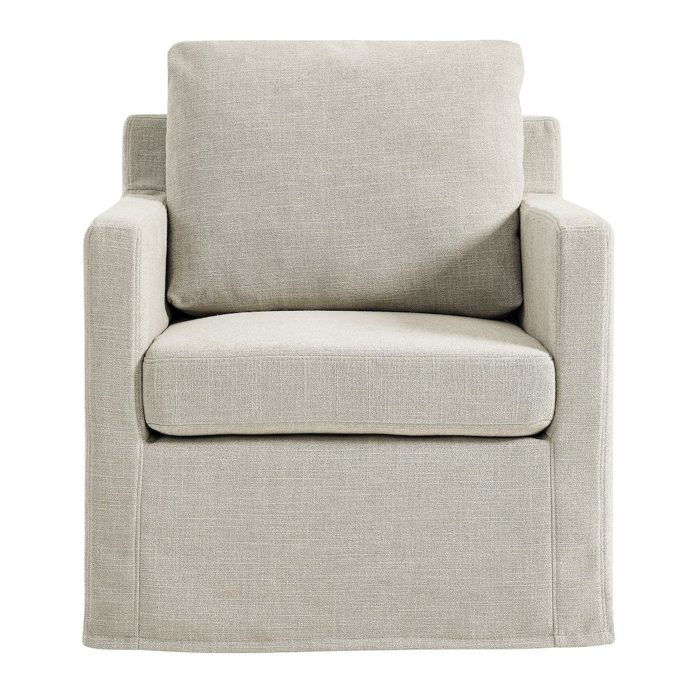 Serene Fabric Slipcovered Swivel Armchair