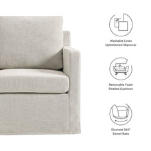 Serene Fabric Slipcovered Swivel Armchair