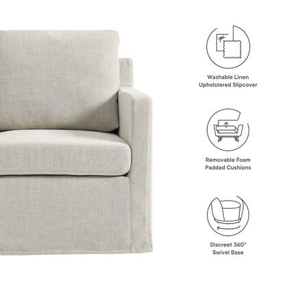 Serene Fabric Slipcovered Swivel Armchair