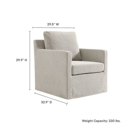 Serene Fabric Slipcovered Swivel Armchair