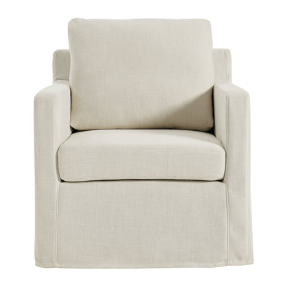 Serene Fabric Slipcovered Swivel Armchair