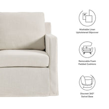 Serene Fabric Slipcovered Swivel Armchair