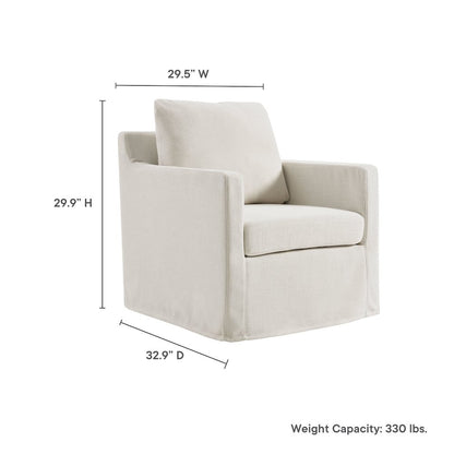 Serene Fabric Slipcovered Swivel Armchair