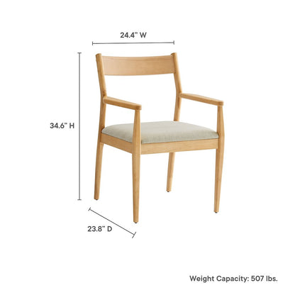 Solara Fabric Wood Dining Armchairs Set of 2