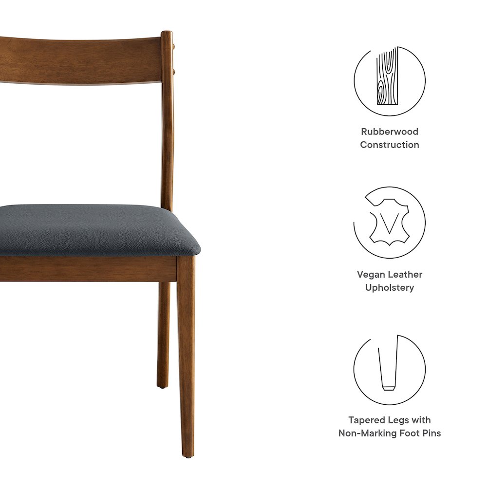Solara Vegan Leather Wood Dining Side Chairs Set of 2