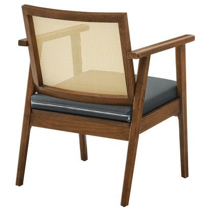 Thera Vegan Leather and Cane Accent Armchairs Set of 2