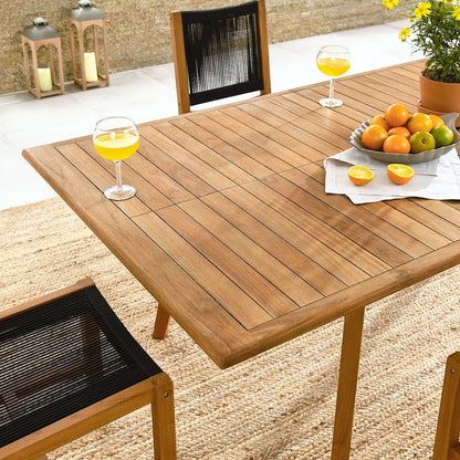 Vienna 7-Piece Outdoor Patio Teak and Rope Dining Set with Armless Chairs