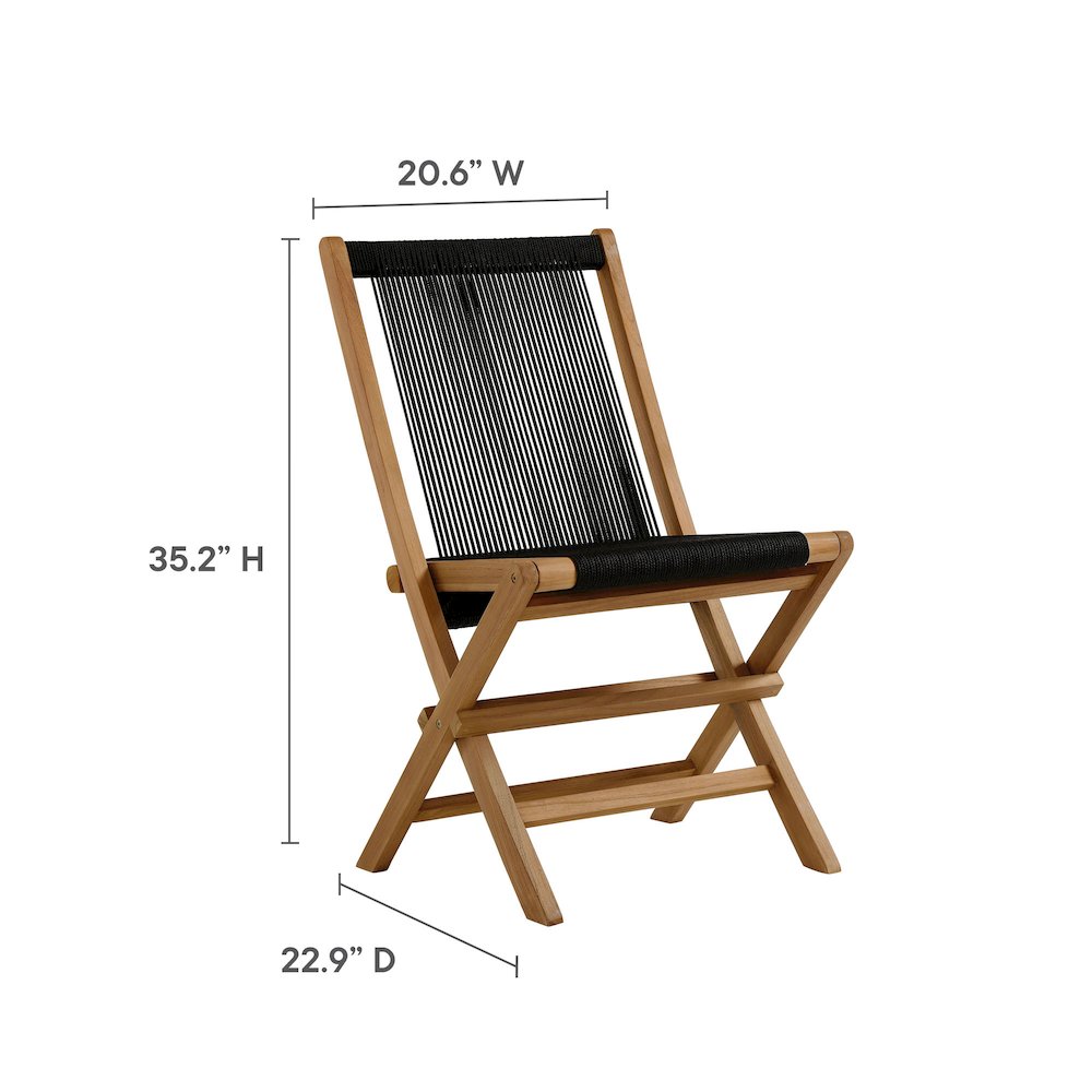 Vienna 5-Piece Outdoor Patio Teak Wood Dining Set with Rope Folding Chairs