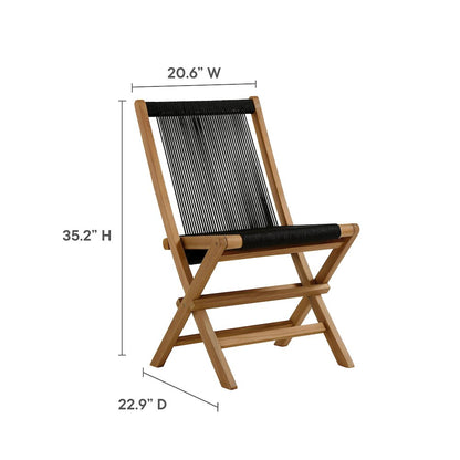 Vienna 5-Piece Outdoor Patio Teak Wood Dining Set with Rope Folding Chairs