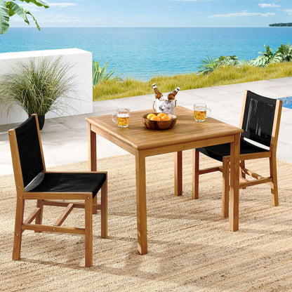 Vienna 3-Piece Outdoor Patio Teak and Rope Dining Set with Armless Chiars
