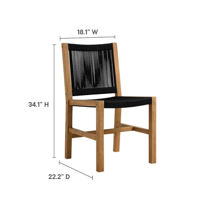 Vienna 3-Piece Outdoor Patio Teak and Rope Dining Set with Armless Chiars
