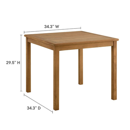 Vienna 3-Piece Outdoor Patio Teak and Rope Dining Set with Armless Chiars