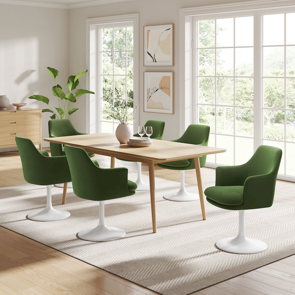Lippa Swivel Dining Performance Velvet Armchair