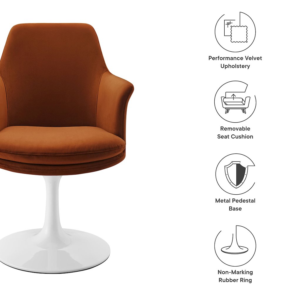Lippa Swivel Dining Performance Velvet Armchair