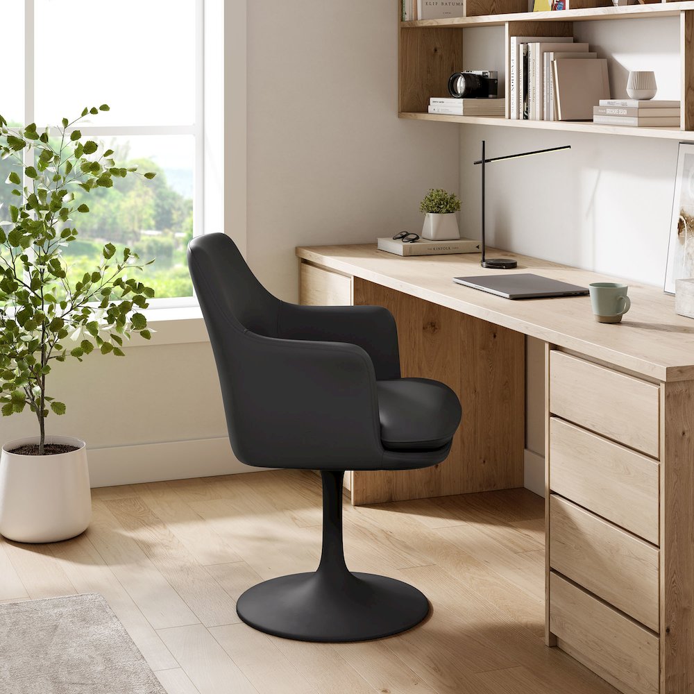 Lippa Swivel Dining Vegan Leather Armchair