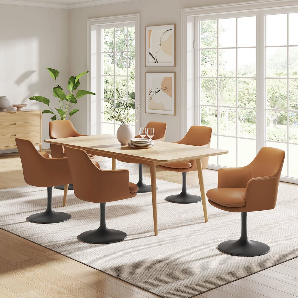 Lippa Swivel Dining Vegan Leather Armchair