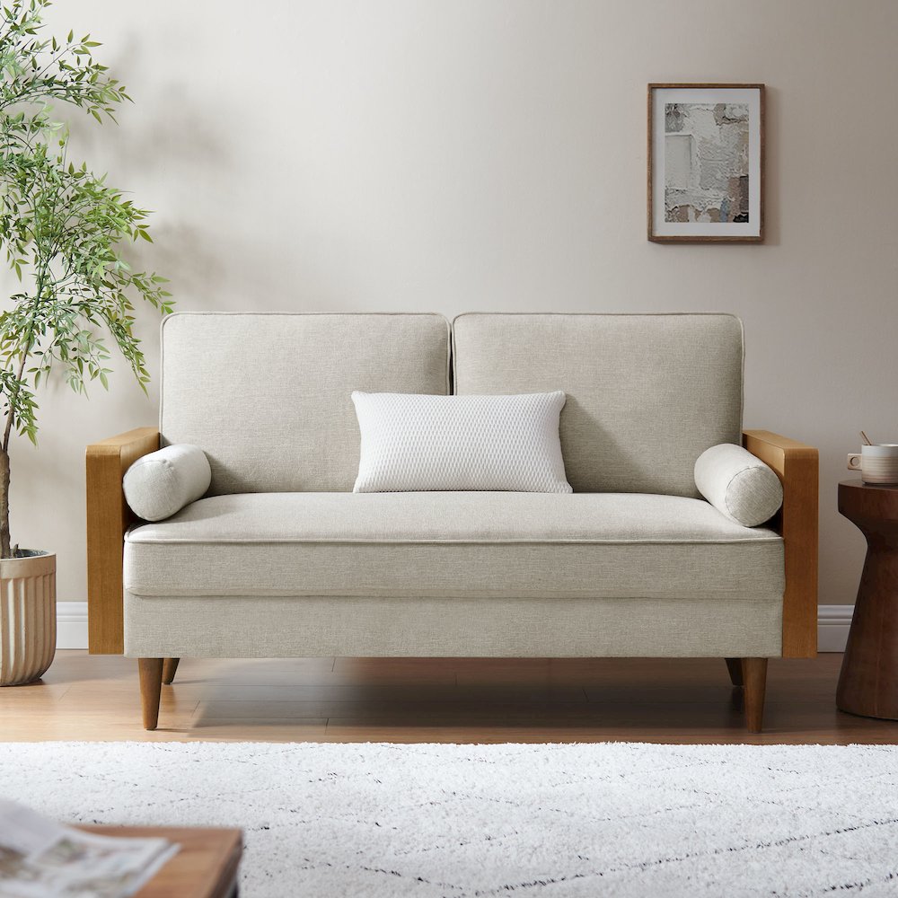 Kellan Heathered Weave Fabric Loveseat