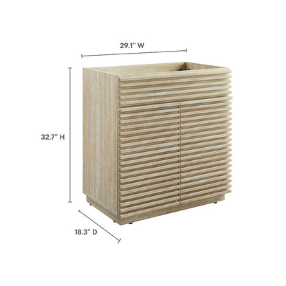 Render 30" Faux Travertine Bathroom Vanity Cabinet (Sink Not Included)