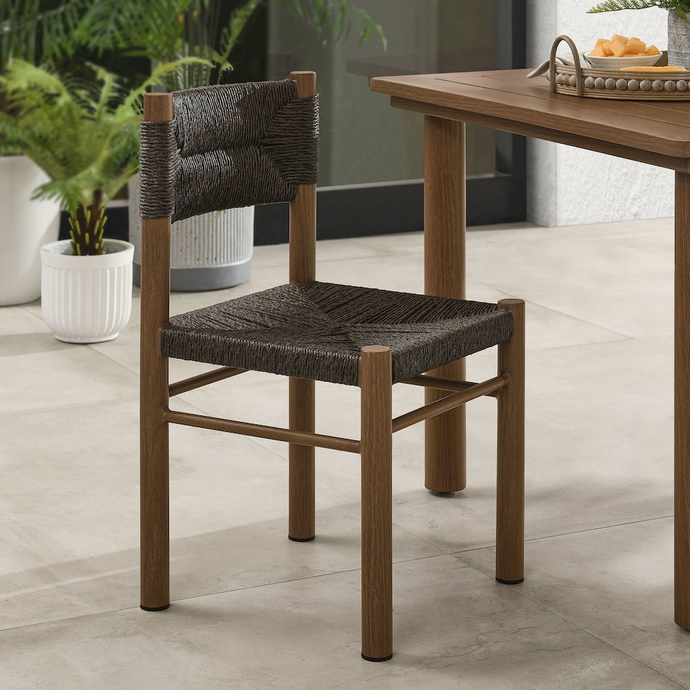 Parkland Outdoor Patio Rattan and Aluminum Dining Side Chairs Set of 2