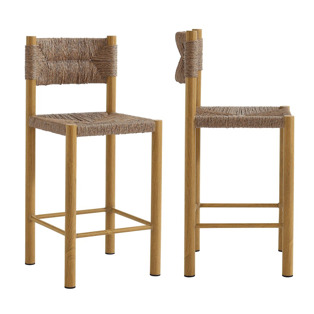Parkland Outdoor Patio Rattan and Aluminum Counter Stools Set of 2