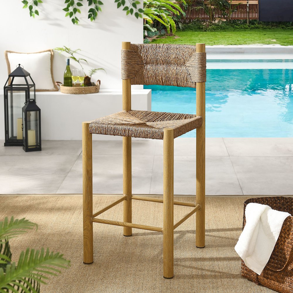 Parkland Outdoor Patio Rattan and Aluminum Counter Stools Set of 2