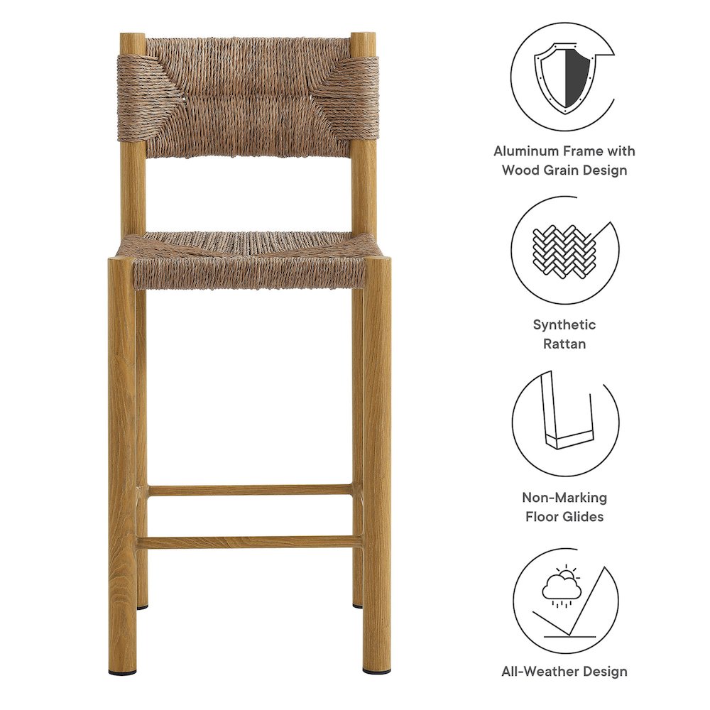 Parkland Outdoor Patio Rattan and Aluminum Counter Stools Set of 2