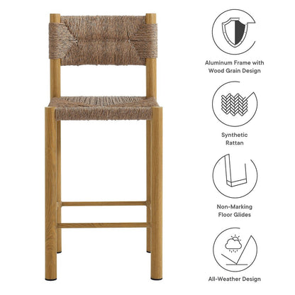 Parkland Outdoor Patio Rattan and Aluminum Counter Stools Set of 2