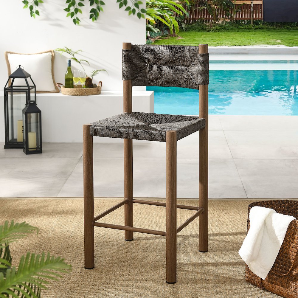 Parkland Outdoor Patio Rattan and Aluminum Counter Stools Set of 2