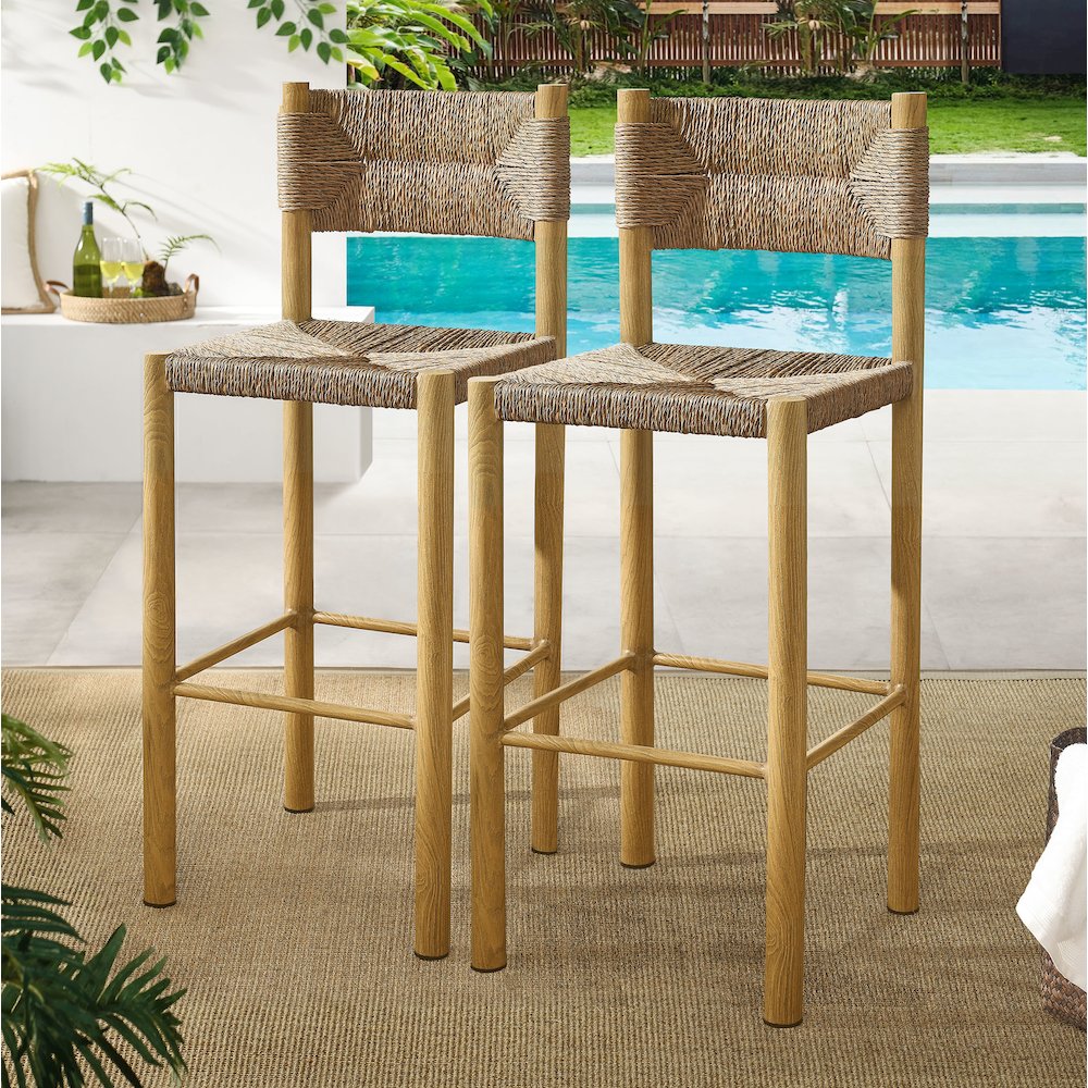 Parkland Outdoor Patio Rattan and Aluminum Bar Stools Set of 2