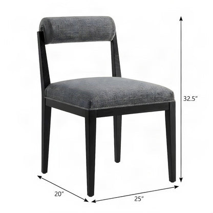 FurniFact Fabric-Upholstered Dining Chair with Cushion, Charcoal Black