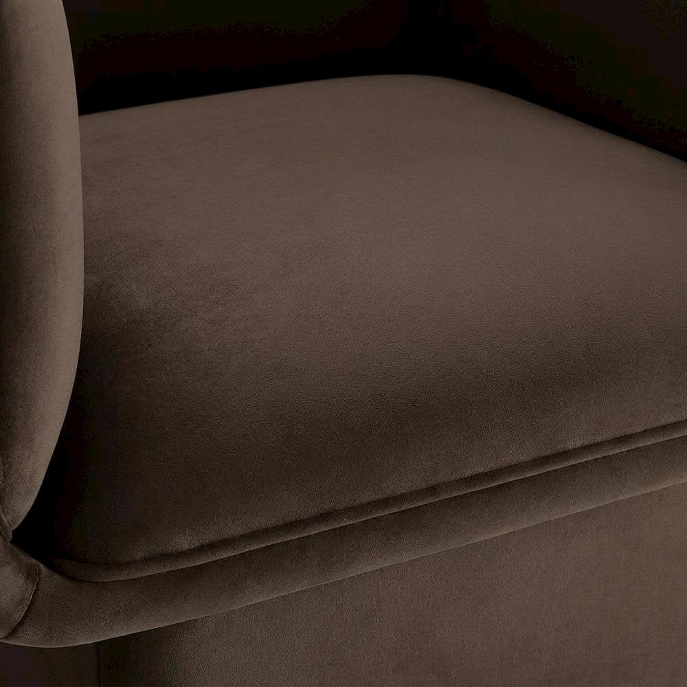 Performance Velvet Accent Chair with Padded Arms, Chocolate Brown