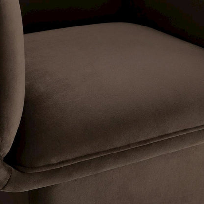 Performance Velvet Accent Chair with Padded Arms, Chocolate Brown