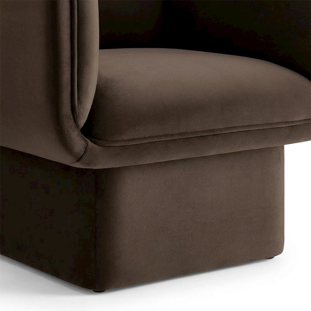 Performance Velvet Accent Chair with Padded Arms, Chocolate Brown