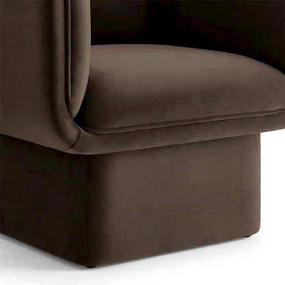 Performance Velvet Accent Chair with Padded Arms, Chocolate Brown