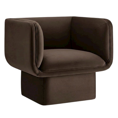 Performance Velvet Accent Chair with Padded Arms, Chocolate Brown
