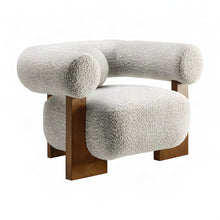 Boucle Upholstered Lounge Accent Chair with Padded Armrests, River Rock