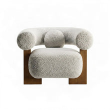 Boucle Upholstered Lounge Accent Chair with Padded Armrests, River Rock