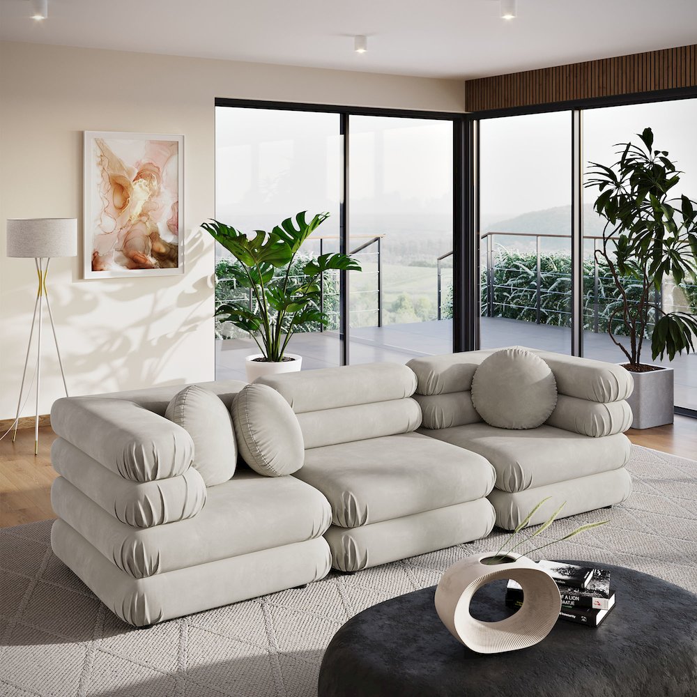 Jubilee 3-Piece Modular Performance Velvet Sectional Sofa