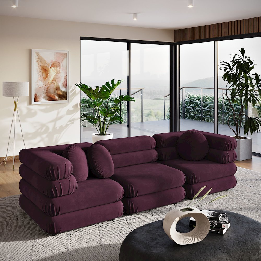 Jubilee 3-Piece Modular Performance Velvet Sectional Sofa