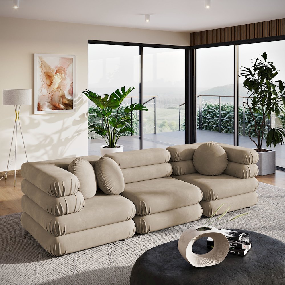 Jubilee 3-Piece Modular Performance Velvet Sectional Sofa
