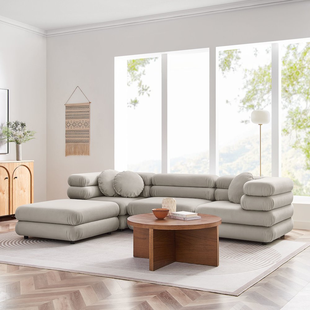 Jubilee 4-Piece Modular Performance Velvet Sectional Sofa