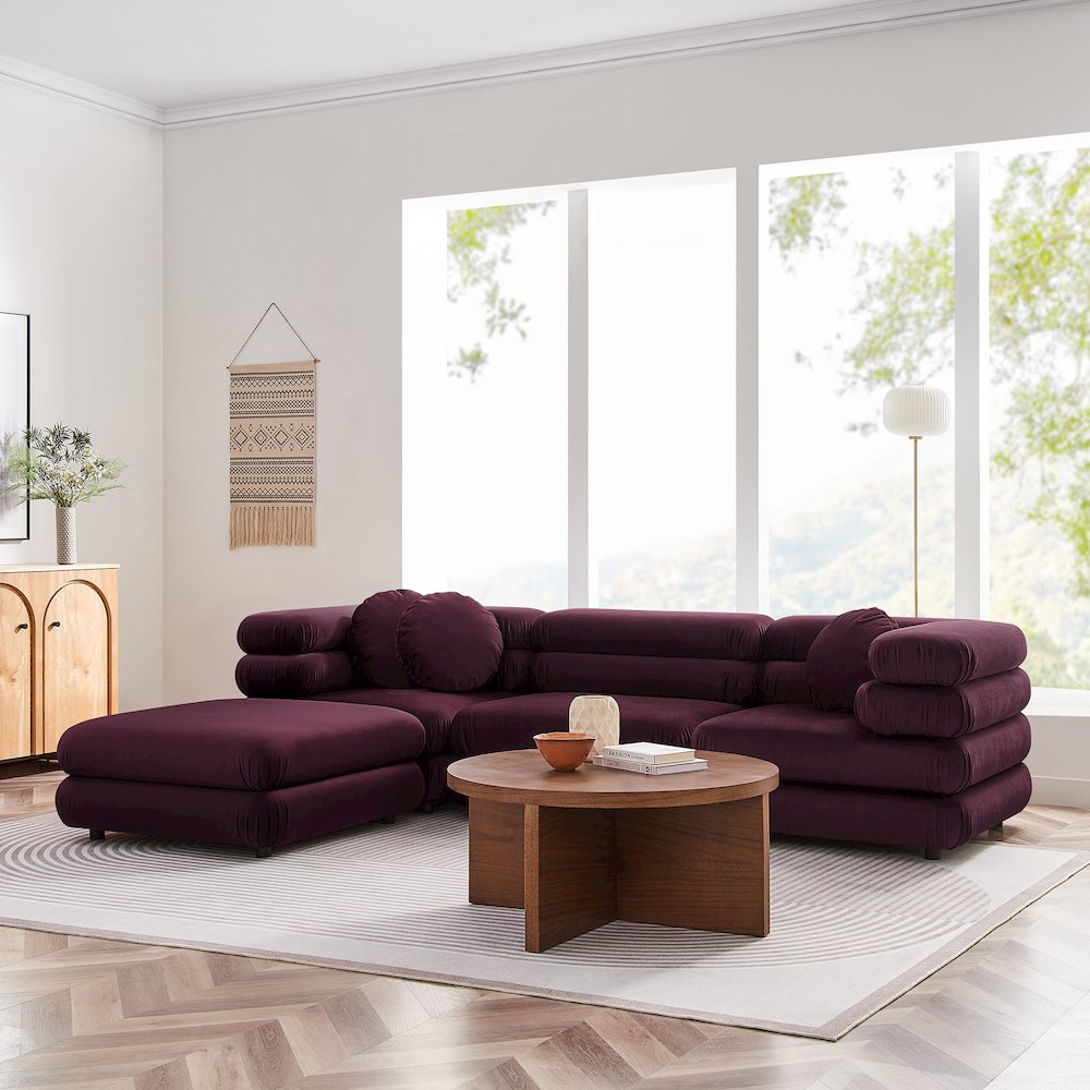 Jubilee 4-Piece Modular Performance Velvet Sectional Sofa