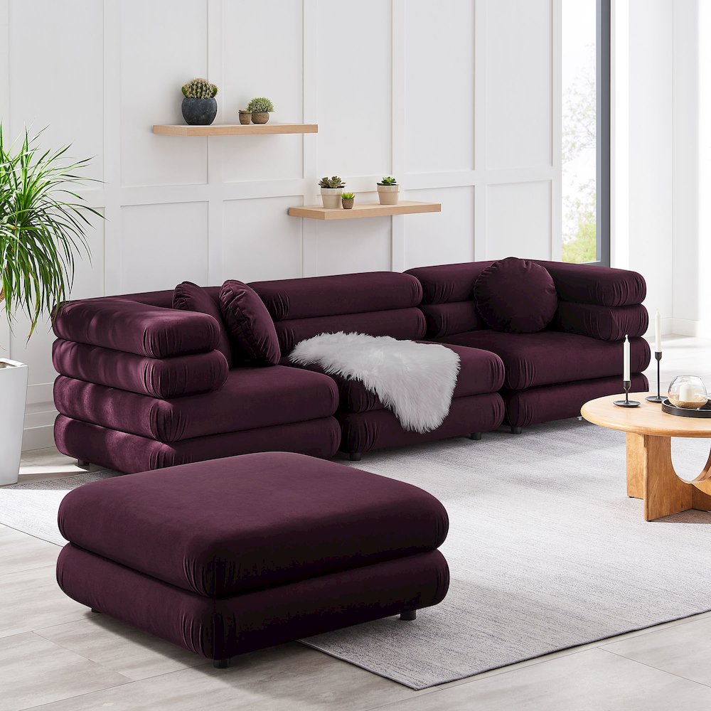 Jubilee 4-Piece Modular Performance Velvet Sectional Sofa