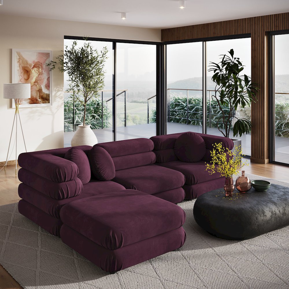 Jubilee 4-Piece Modular Performance Velvet Sectional Sofa