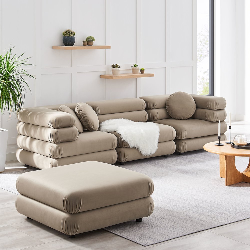 Jubilee 4-Piece Modular Performance Velvet Sectional Sofa