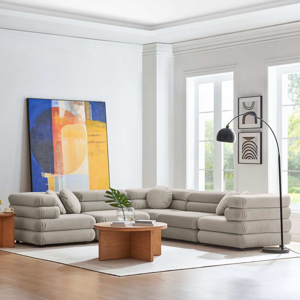 Jubilee 5-Piece Modular Performance Velvet Sectional Sofa