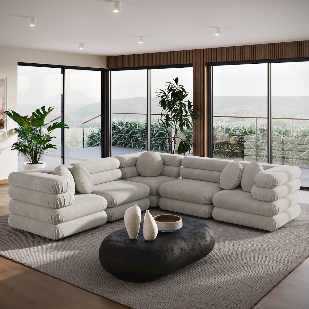 Jubilee 5-Piece Modular Performance Velvet Sectional Sofa