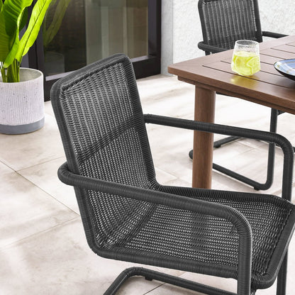 Abacus Outdoor Patio Wicker Dining Chairs Set of 2