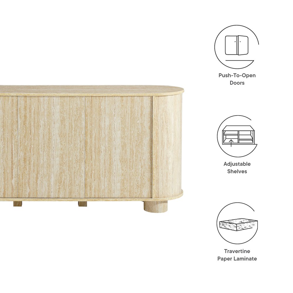 Overture 63” Oval Faux Travertine Sideboard