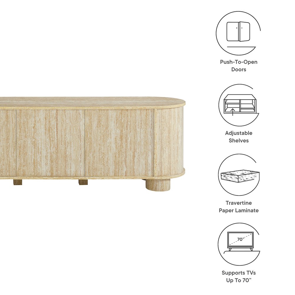Overture 63” Oval Faux Travertine TV Stand